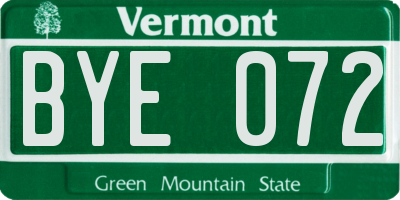 VT license plate BYE072