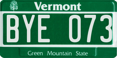 VT license plate BYE073