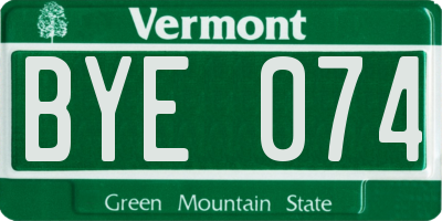 VT license plate BYE074