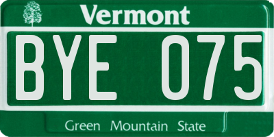 VT license plate BYE075
