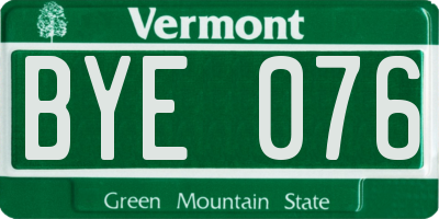 VT license plate BYE076