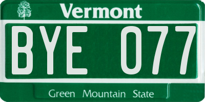 VT license plate BYE077