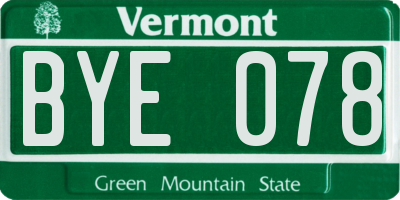 VT license plate BYE078