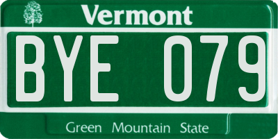 VT license plate BYE079
