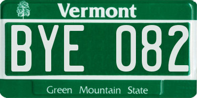 VT license plate BYE082
