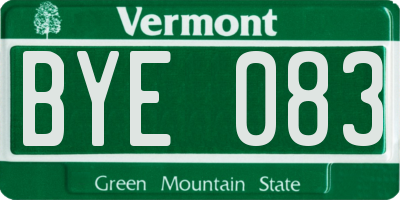 VT license plate BYE083
