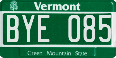 VT license plate BYE085