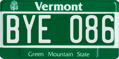 VT license plate BYE086