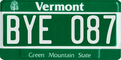 VT license plate BYE087