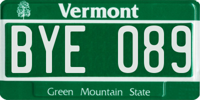 VT license plate BYE089