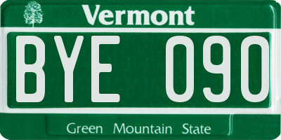 VT license plate BYE090