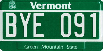 VT license plate BYE091