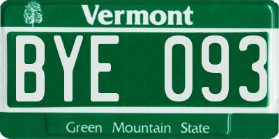 VT license plate BYE093
