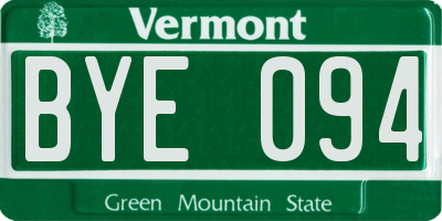 VT license plate BYE094