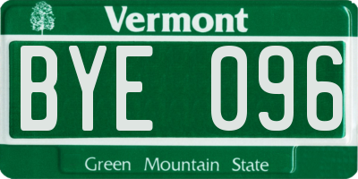 VT license plate BYE096