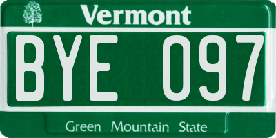VT license plate BYE097