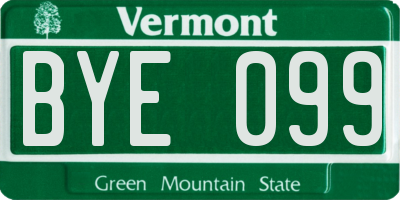 VT license plate BYE099