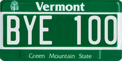VT license plate BYE100