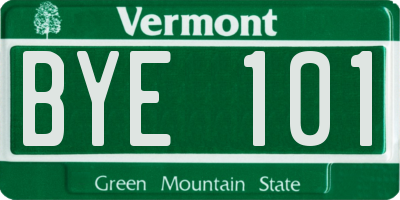 VT license plate BYE101