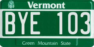VT license plate BYE103