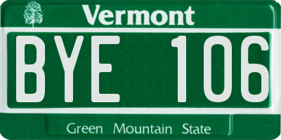 VT license plate BYE106
