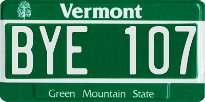 VT license plate BYE107