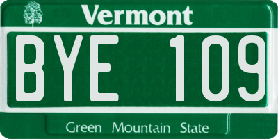 VT license plate BYE109