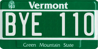 VT license plate BYE110
