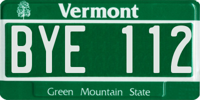 VT license plate BYE112