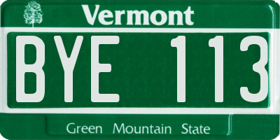 VT license plate BYE113
