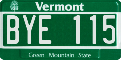 VT license plate BYE115