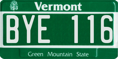 VT license plate BYE116