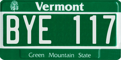 VT license plate BYE117