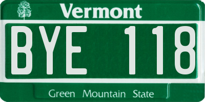 VT license plate BYE118