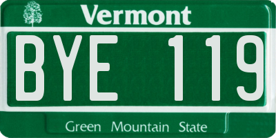VT license plate BYE119