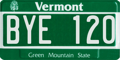VT license plate BYE120