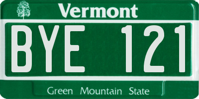 VT license plate BYE121