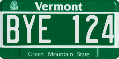VT license plate BYE124