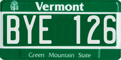 VT license plate BYE126