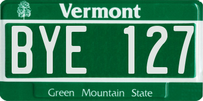 VT license plate BYE127