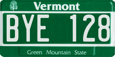 VT license plate BYE128