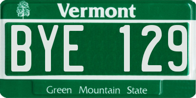 VT license plate BYE129