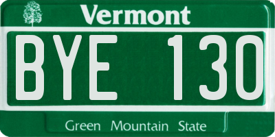 VT license plate BYE130