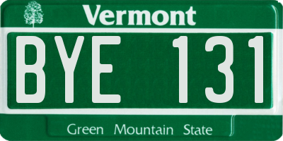 VT license plate BYE131