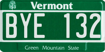 VT license plate BYE132