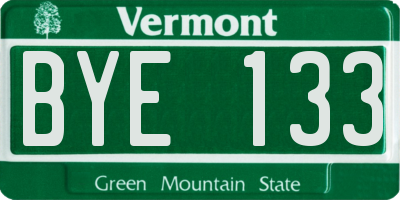 VT license plate BYE133