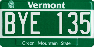 VT license plate BYE135