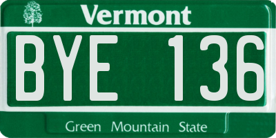 VT license plate BYE136