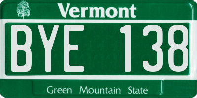 VT license plate BYE138