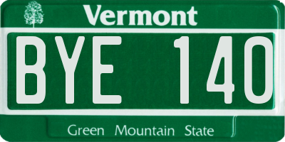 VT license plate BYE140